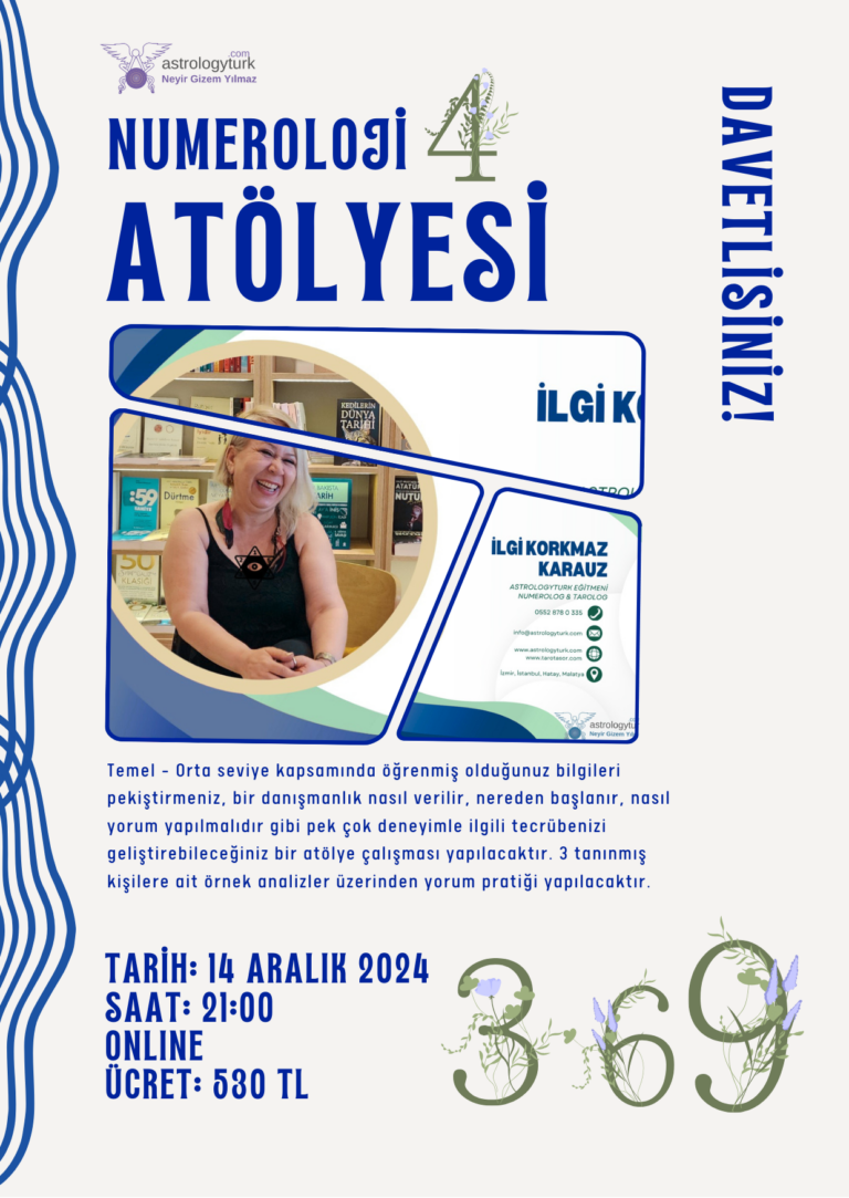 Numeroloji Pratik Atölyesi 14 Aralık 2024 Cumartesi